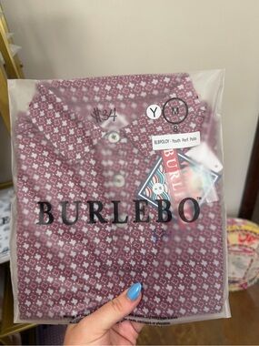 BURLEBO YOUTH M 8-9 Maroon Geometric Print Polo